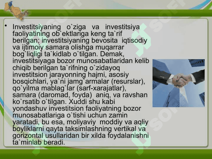 Investitsiyalarning mohiyati, grafigi va funksiyasi 7
