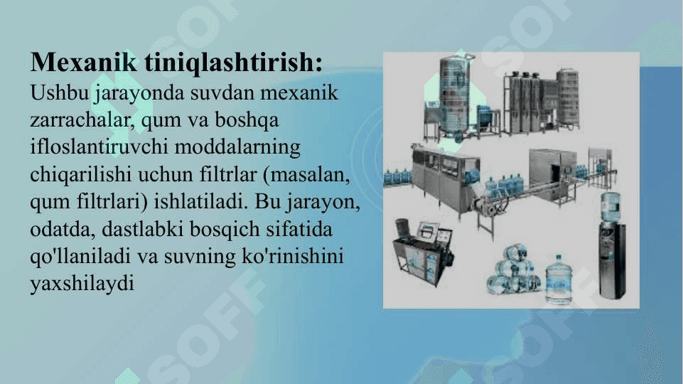 Ichimlik suvining tiniqlashtirilishi va zararsizlantirish sifatini nazorati 4
