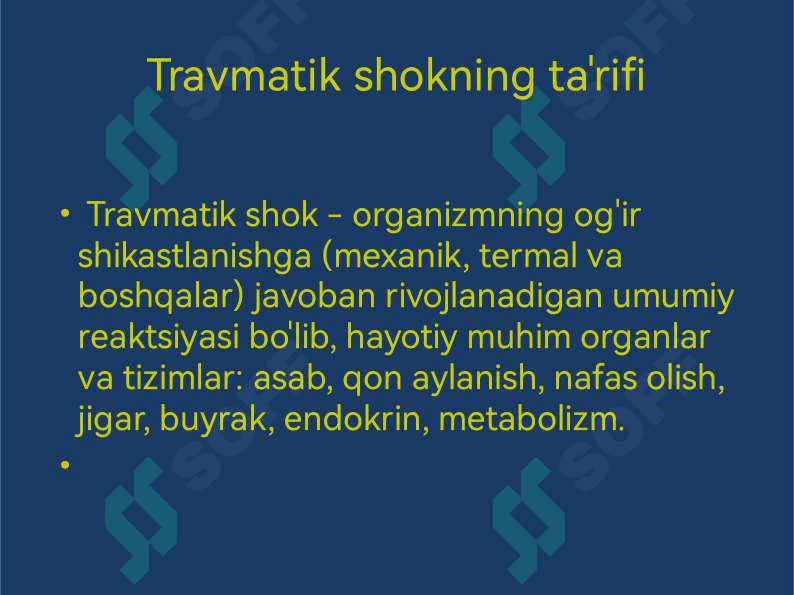 Travmatik shok. Uzoq muddatli siqilish sindromi 4