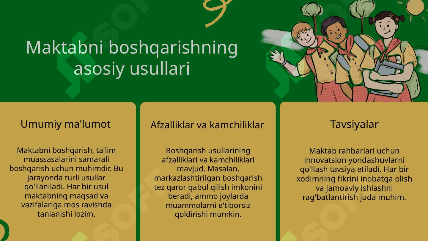 Mavzu: Maktabni boshqarish va unga rahbarlik qilish 3