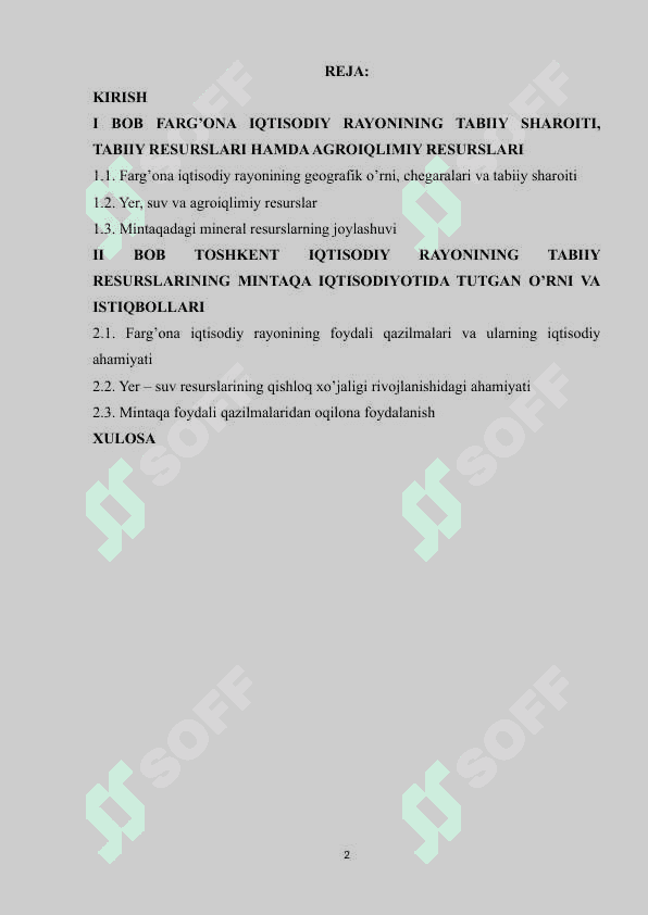 FARG’ONA IQTISODIY RAYONI TABIIY SHAROITI VA TABIIY RESURSLARINI IQTISODIY GEOGRAFIK BAHOLASH 2