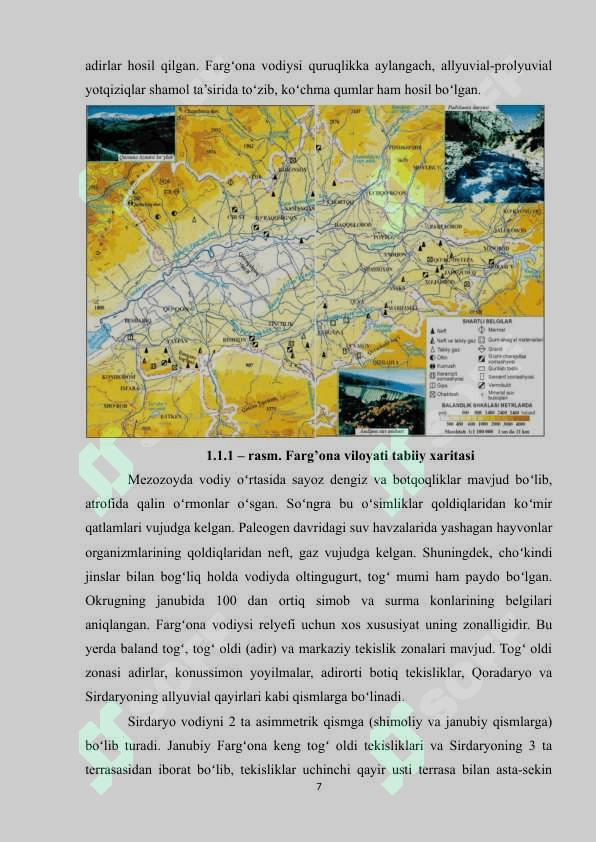 FARG’ONA IQTISODIY RAYONI TABIIY SHAROITI VA TABIIY RESURSLARINI IQTISODIY GEOGRAFIK BAHOLASH 7