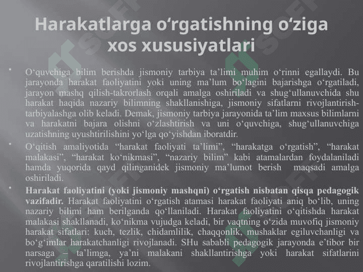 Harakatlarga o`rgatish 3