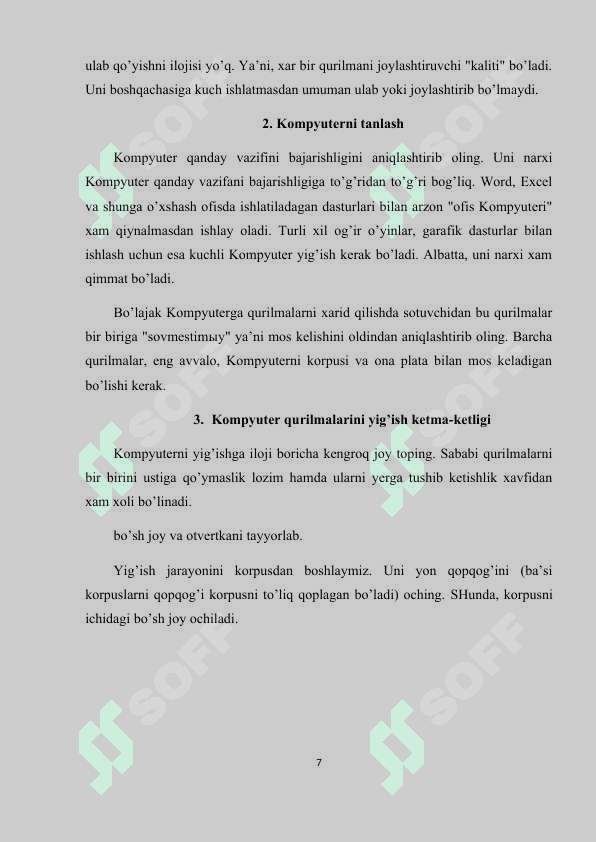 Shaxsiy kompyuternini apparat ta`minoti qurilmalarini yig`ish 7