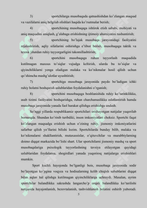 SPORTCHILARNING MUSOBOQA OLDI VA MUSOBAQAGA TAYYORLASHNING IJTIMOIY PSIXOLOGIK MUOMMOLARI 5