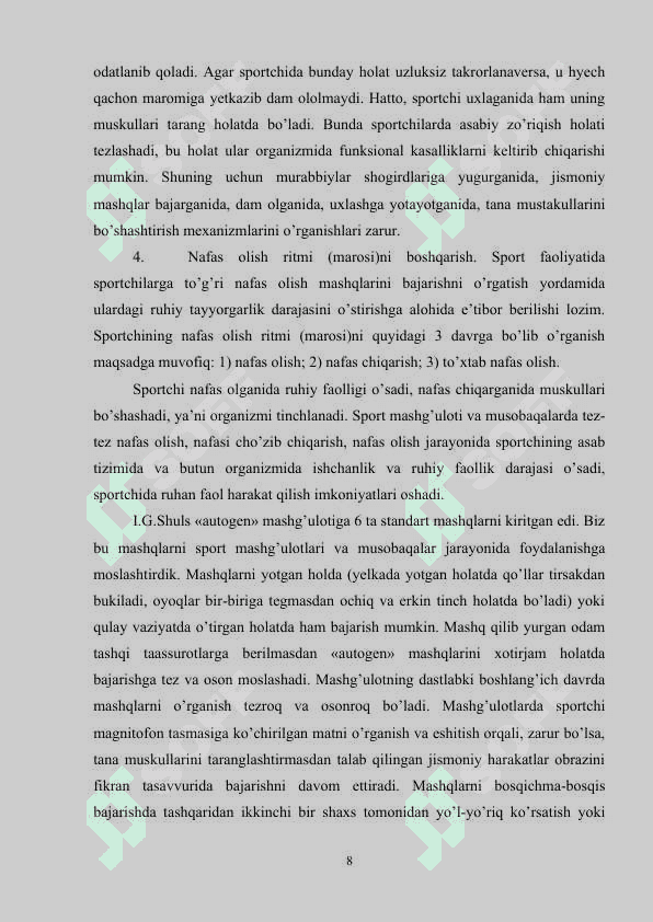 SPORTCHILARNING MUSOBOQA OLDI VA MUSOBAQAGA TAYYORLASHNING IJTIMOIY PSIXOLOGIK MUOMMOLARI 8