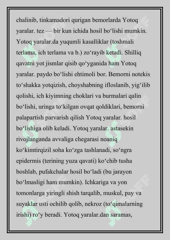 TROFIK VA YOTOQ YARALAR  YARALAR, ULARNI BOSQICHLARDA DAVOLASH VA KO‘CHIRISH 2