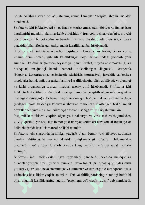 davolash muassasalarining faolliyati bilan tanishuv: shifoxona kabul bulimi, shifoxona davolash (terapevtik) bulimlari ishlash printsiplari 4