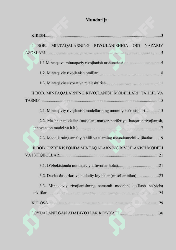 Mintaqalarning rivojlanish modellari 2