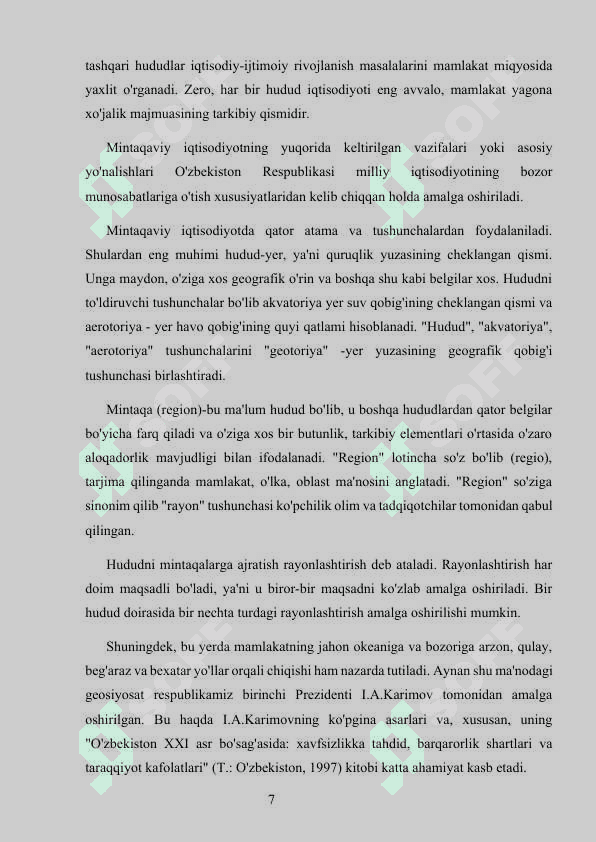Mintaqalarning rivojlanish modellari 7