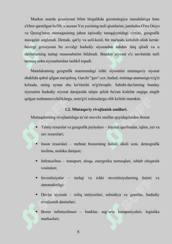 Mintaqalarning rivojlanish modellari 8