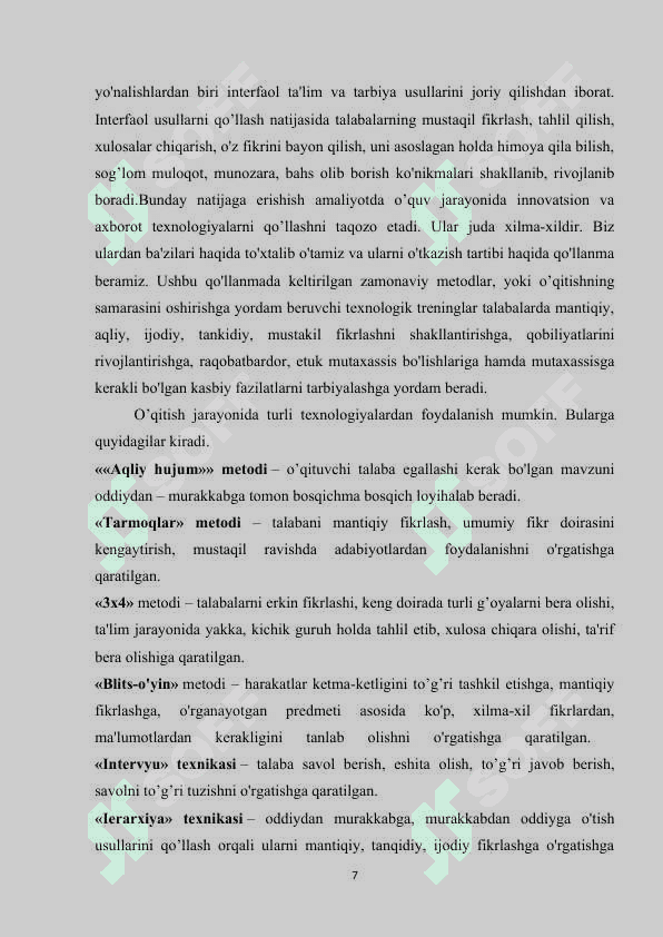 TA`LIMNING INTERFAOL METODLARI 7