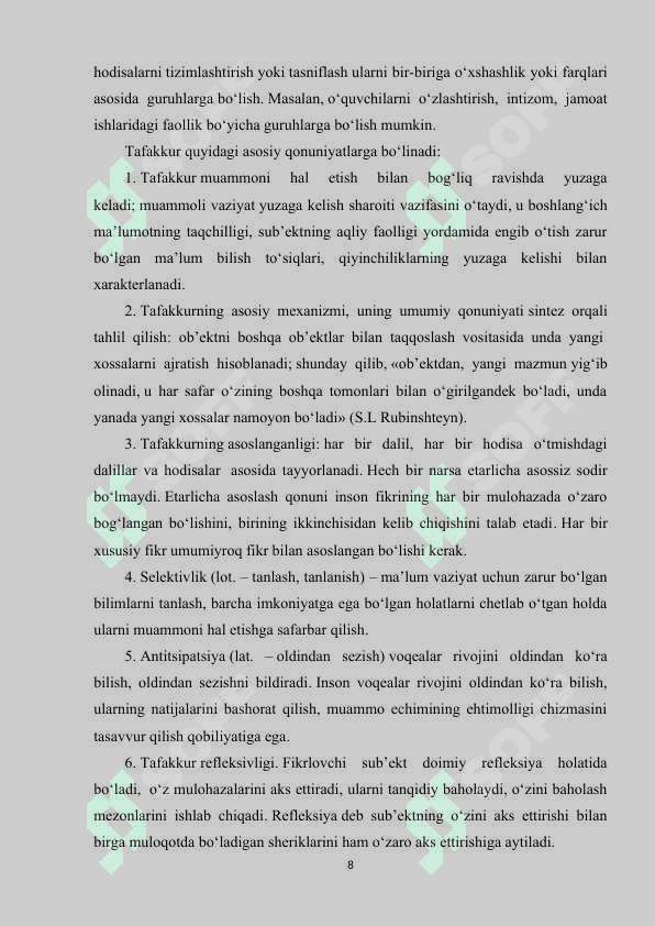 Tafakkur va tarqqiyot masalalari 8