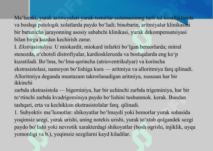 O'TKAZUVCHANLIK BUZILISHI OQIBATIDA PAYDO BO'LUVCHI ARITMIYALAR 7