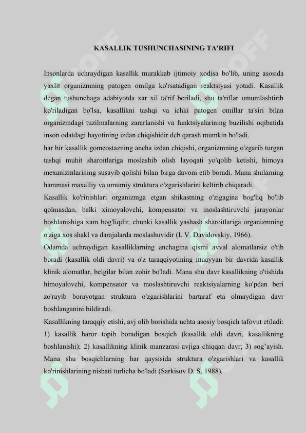 Kasallik xaqida umumiy tushuncha 2