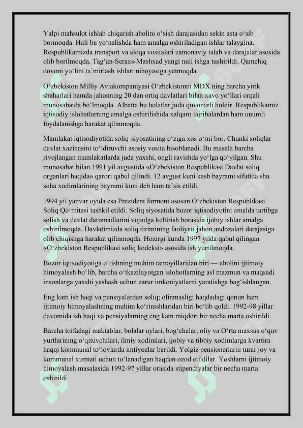 Oʻzbekistonda Iqtisodiy Islohotlar: 2020-2024 Yillardagi Yangilanishlar va Natijalar" - 1-Kurs Talabalari uchun Tayyor Referat | Word Formatda Yuklab Olish 4