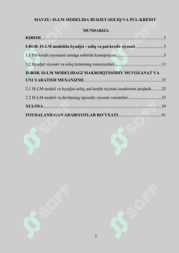 IS-LM MODELIDA BUDJET-SOLIQ VA PUL-KREDIT 2