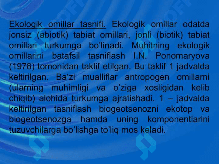 EKOLOGIK OMILLAR 4