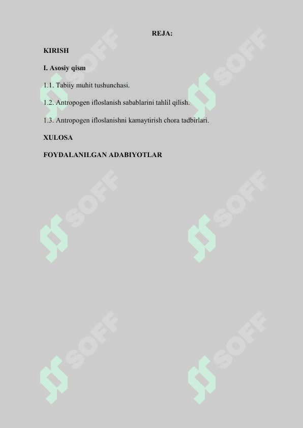 Tabiiy muhitning inson xo’jalik faoliyati ta’sirida ifloslanishi 2