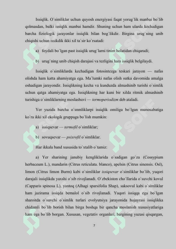 Tashqi muhit omillarining o’simliklar hayotiy formalariga ta’siri 7