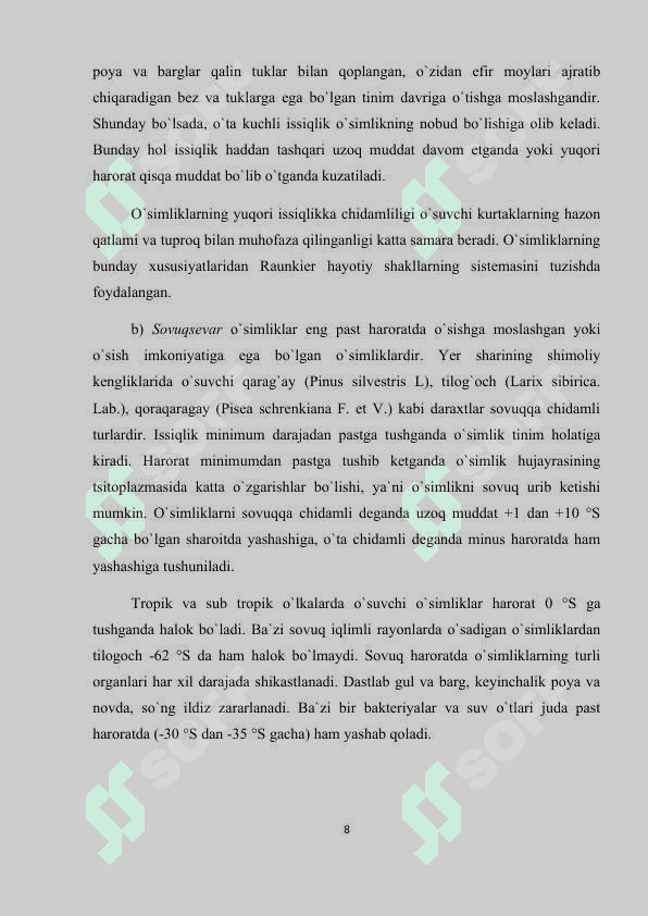 Tashqi muhit omillarining o’simliklar hayotiy formalariga ta’siri 8