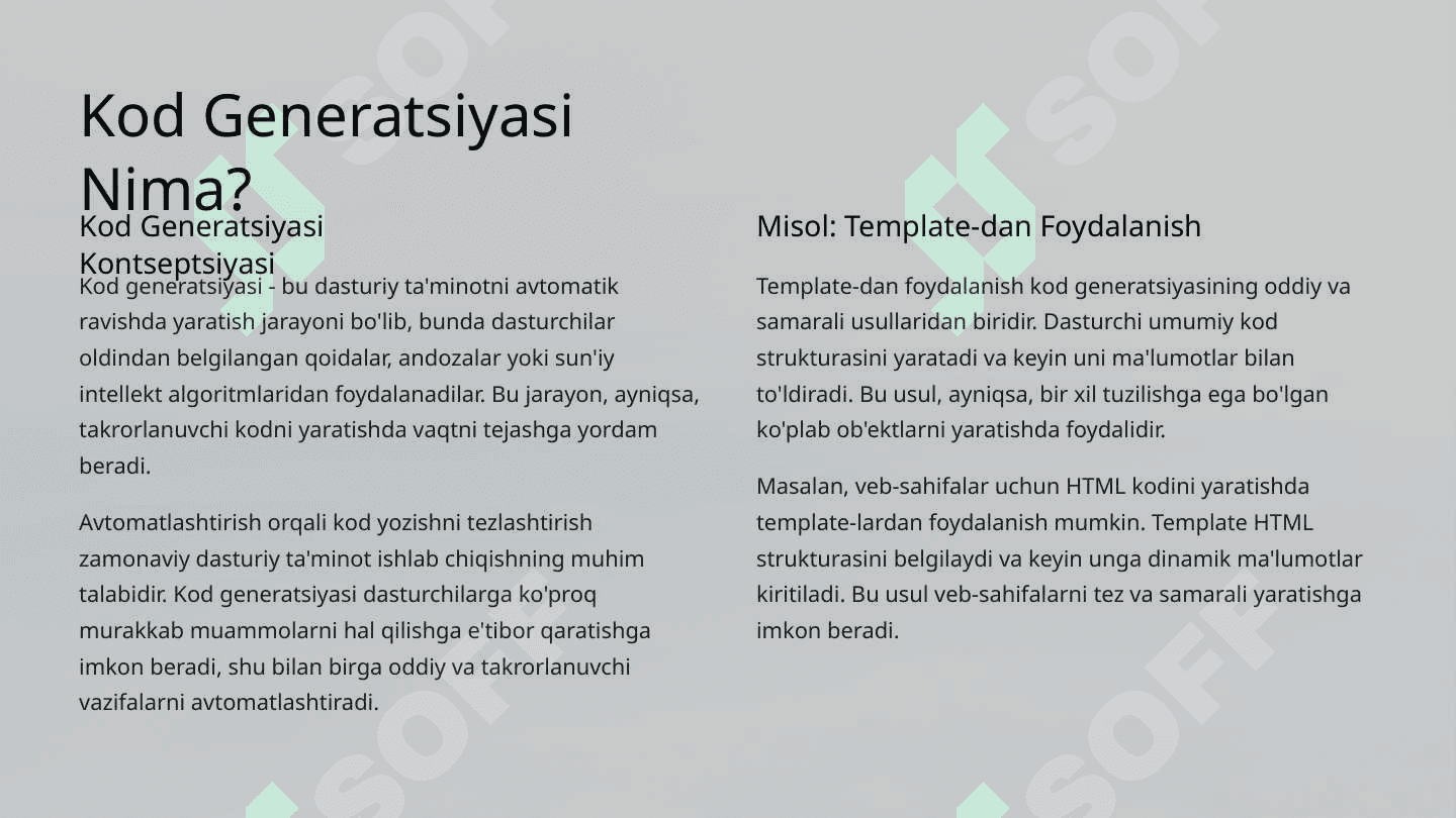Kod generatsiyasi 2