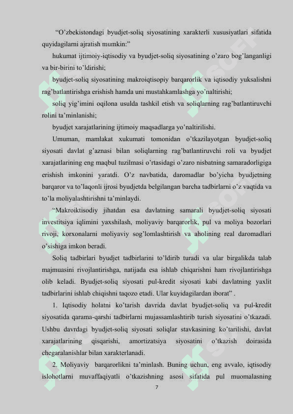 BYUDJYET-SOLIQ SIYOSATI 7