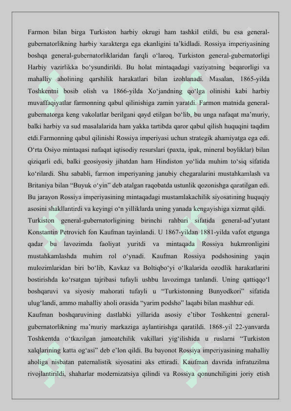 Turkiston general-gubernatorligida ma’muriy boshqaruv 25 4