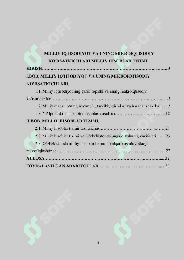 MILLIY IQTISODIYOT VA UNING MIKROIQTISODIY KO'RSATKICHLARI.MILLIY HISOBLAR TIZIMI 2