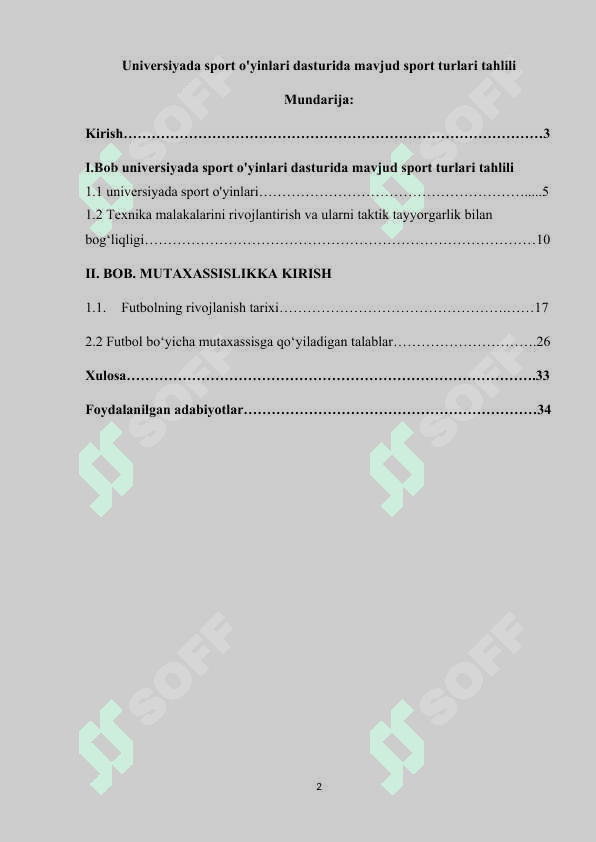 Universiyada sport o'yinlari dasturida mavjud sport turlari tahlili 2