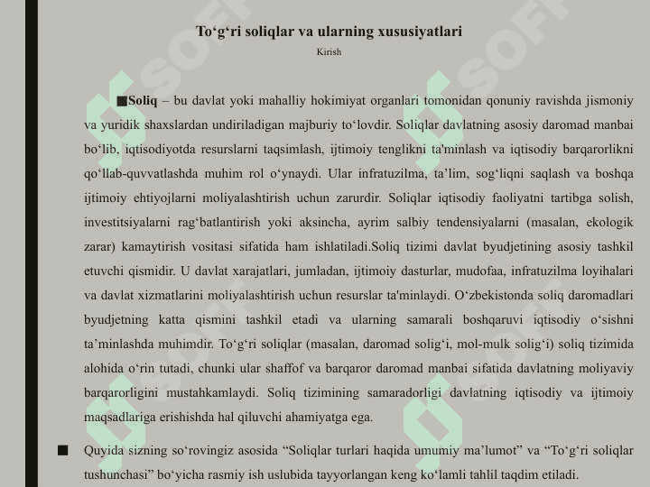 To’g’ri soliqlar va ularning xususiyatlari 25 3