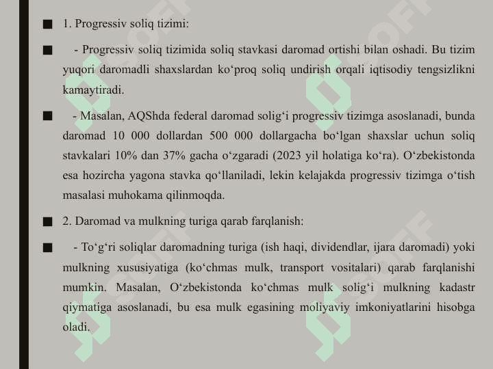 To’g’ri soliqlar va ularning xususiyatlari 25 6