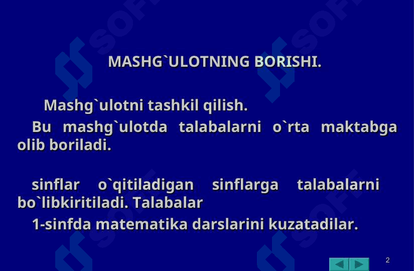 1-sinf matematika darslarini kuzatish va tahlil qilish 2