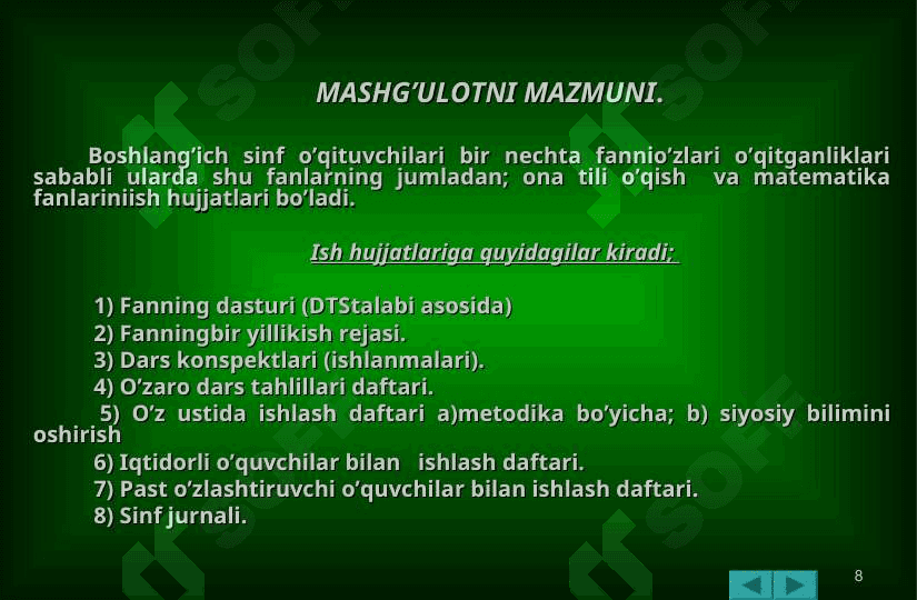 1-sinf matematika darslarini kuzatish va tahlil qilish 7
