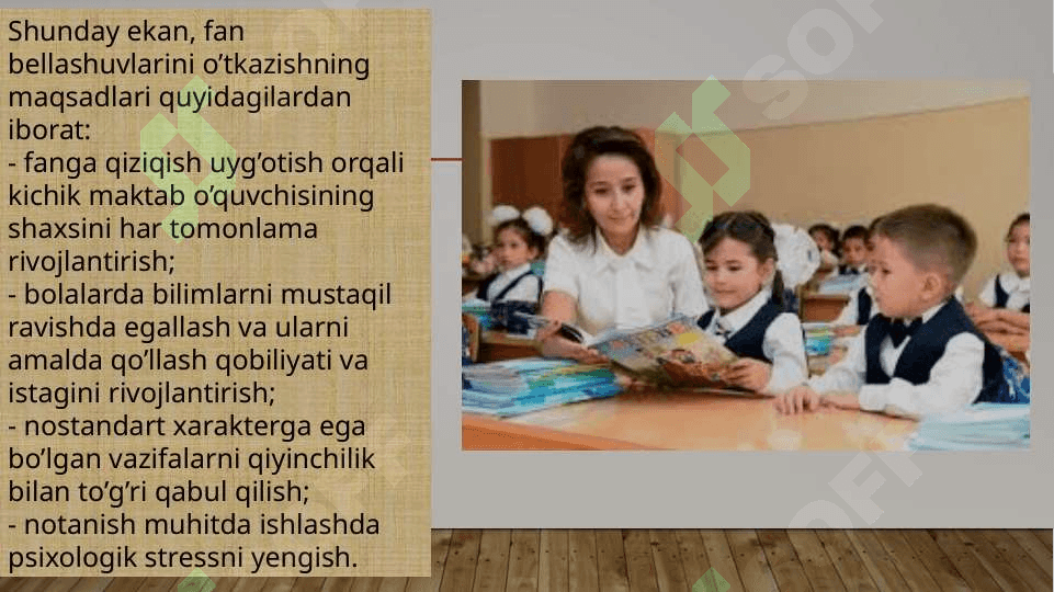 3-SINFDA BELLASHUVLARNING MAZMUNI VA ULARNI TASHKIL QILISH USULLARIGA TOPSHIRIQLAR TIZIMINI ISHLAB CHIQISH 4