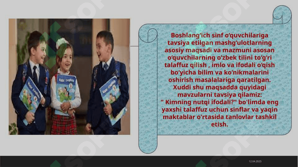 4-sinfda tanlovlarning mazmuni va ularni tashkil qilish usullariga topshiriqlar tizimini ishlab chiqish 6