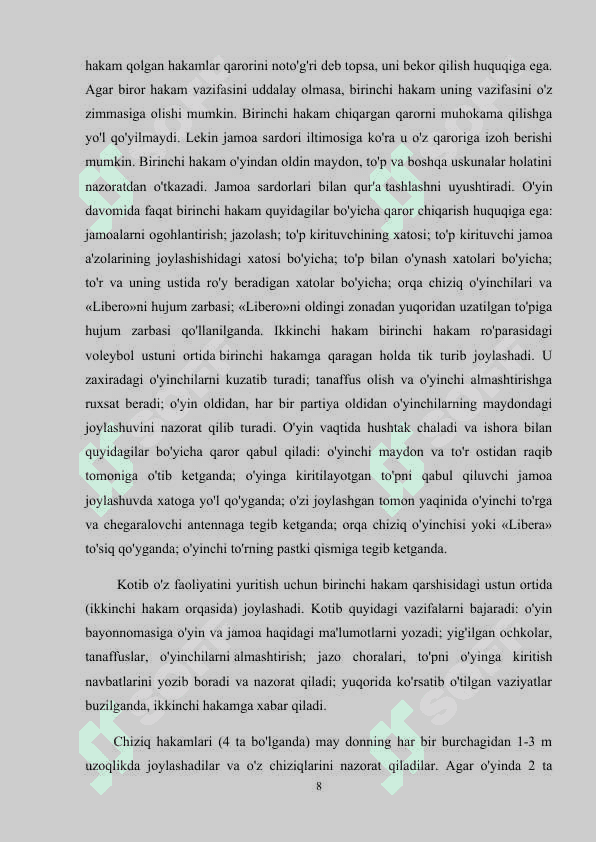 Voleybolchilarning musoboqa faoliyatidagi individual xususiyatlarini hisobga olgan holda mashg'ulotlar jarayonini tuzish 8