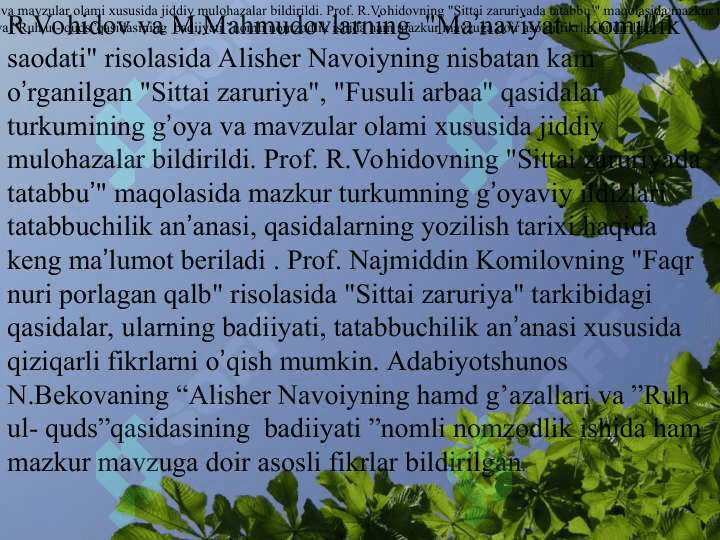 Alisher  Navoiy “Sittai zaruriya” qasidalar turkumining o’rganilishi va talqinlari 8