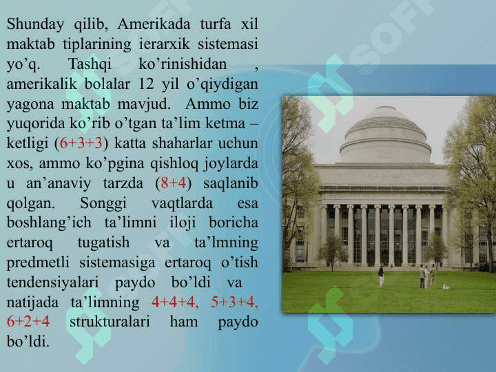 AMERIKA QO`SHMA SHTATLARIDA TA’LIM TIZIMINING TUZILISH VA O`ZIGA 6