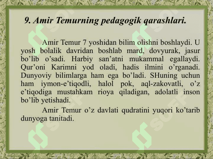 Amir Temurning pedagogik qarashlari 3