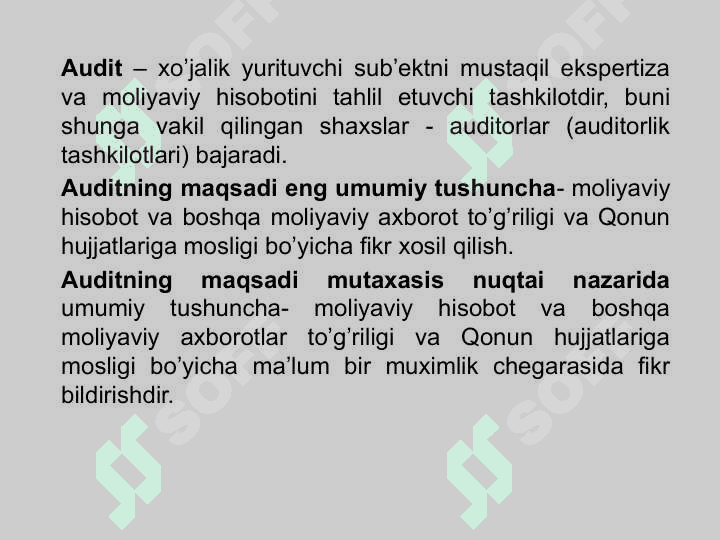 “XALQARO AUDIT» FANINING PREDMETI, OB’EKTI VA METODI 3