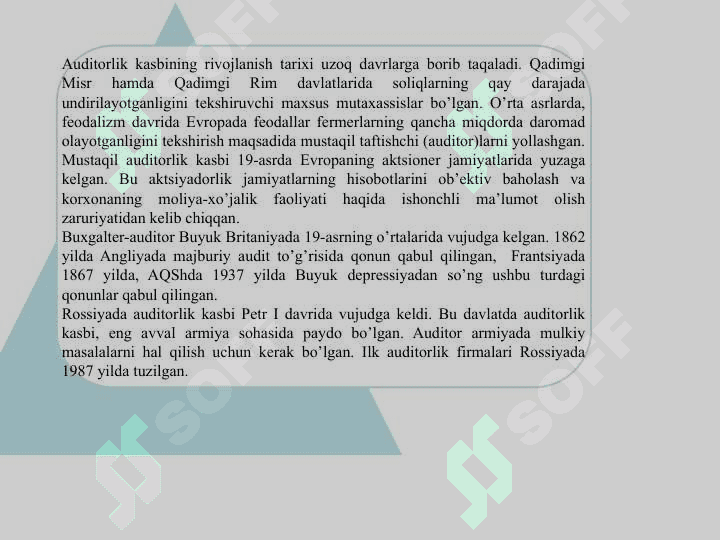 “XALQARO AUDIT» FANINING PREDMETI, OB’EKTI VA METODI 8