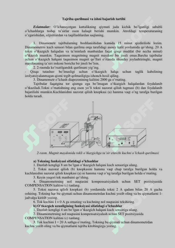 TAQASIMON MAGNIT MAYDONIDA TOKLI O’TKAZGICHGA  TA’SIR ETUVCHI KUCHNI O’LCHASH 2