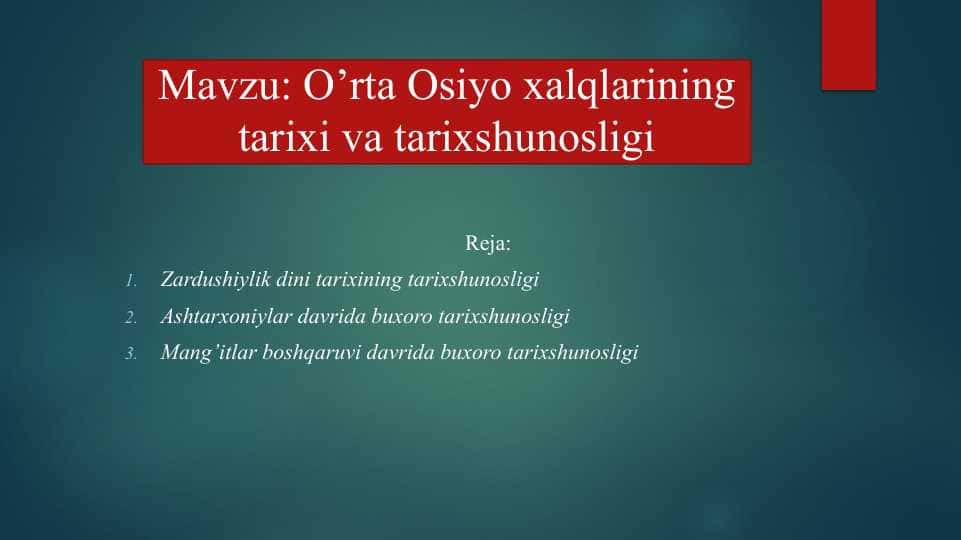 O’rta Osiyo xalqlarining tarixi va tarixshunosligi 1