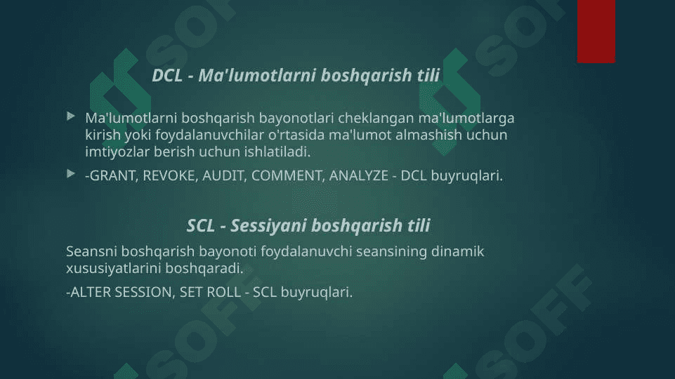 SQLtili. SQL operatorlarni yozish 5