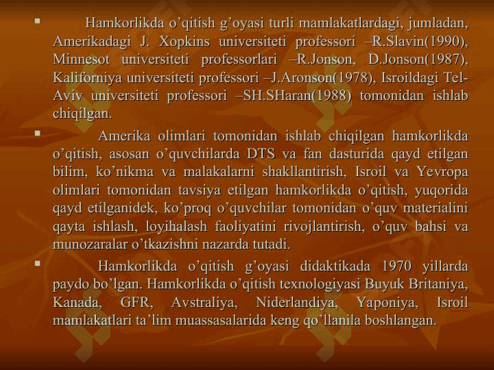 Hamkorlikda o’qitish texnologiyalarci 2