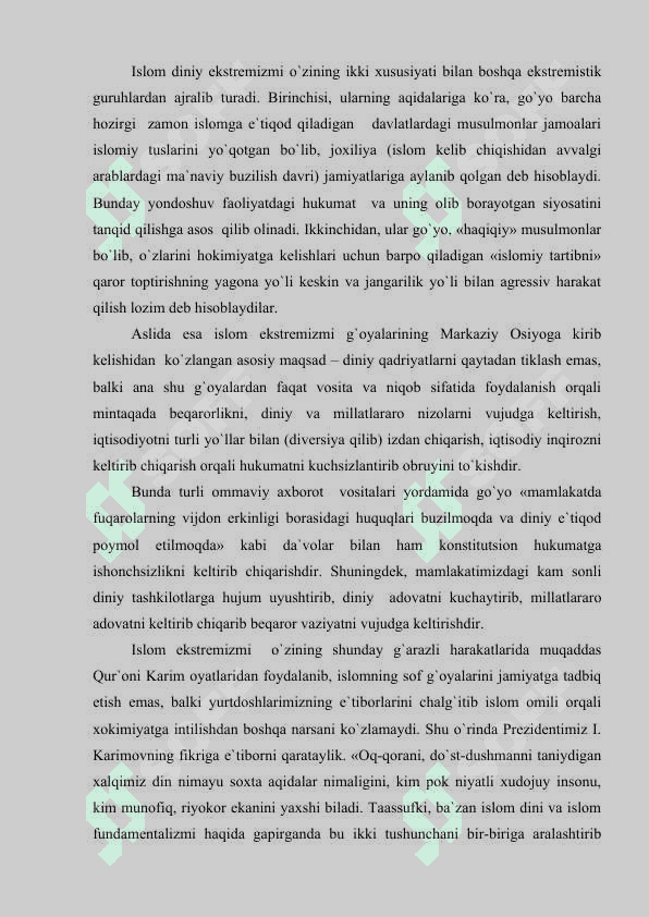 Diniy eksterimizm va terorizm insoniyat uchun havf ekanligi to'g'risida 3