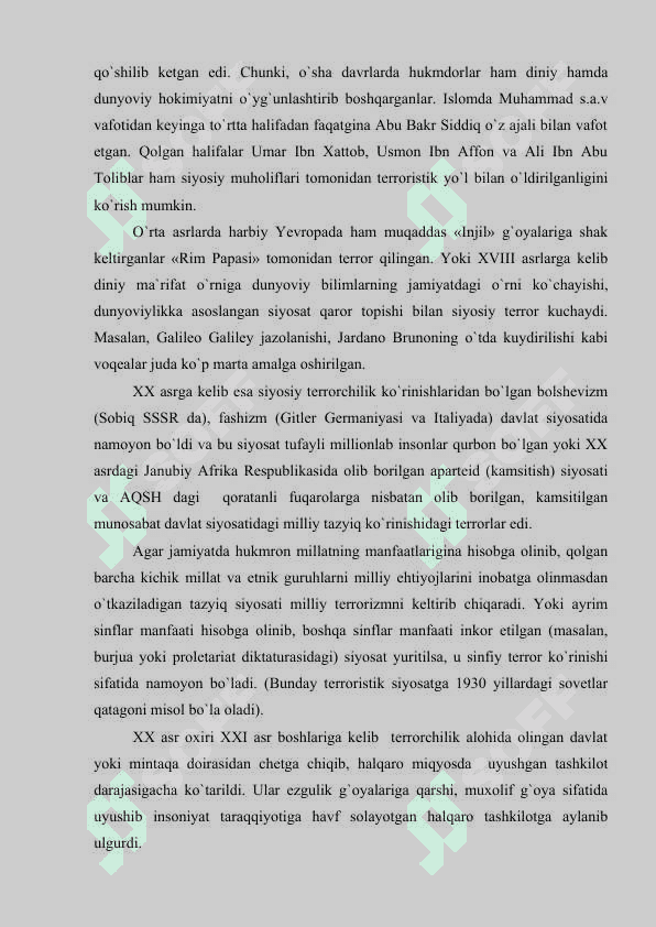 Diniy eksterimizm va terorizm insoniyat uchun havf ekanligi to'g'risida 5