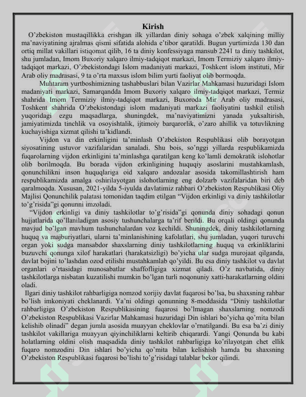 Vijdon va e’tiqod erkinligi 2