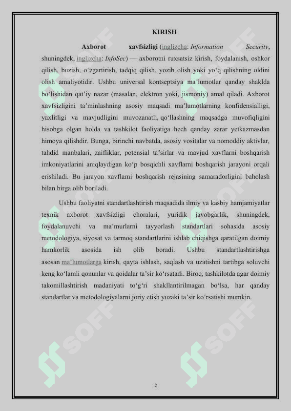 Axborot tizimlarida axborotni himoya qilish usullari va vositalari KURS.docx 2
